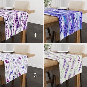 Lavender Table Runners, Purple Floral Kitchen Runner, Lavender Flower Tablecloths, Bloomy Home Textile, Any Size Runner, Unique Home Decor