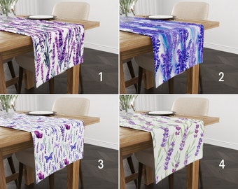 Lavender Table Runners, Purple Floral Kitchen Runner, Lavender Flower Tablecloths, Bloomy Home Textile, Any Size Runner, Unique Home Decor