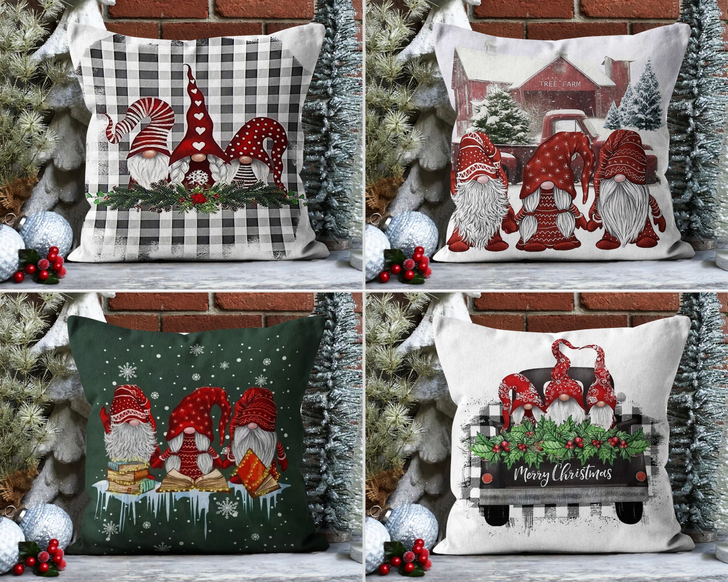 Christmas Pillow Covers 18x18 Set Of 4 Nutcracker Christmas Tree  Decorations Christmas Pillows Decorative Throw Pillows Cases Happy Holiday  Winter Dec