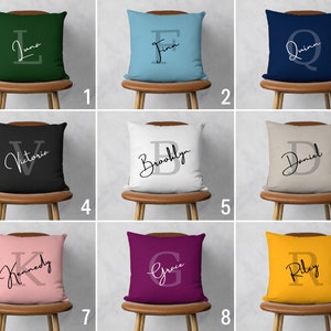 Custom Monogram Pillow Cover, Customized Initials Pillow Case, Personalized Name Cushion Cover, Modern Birthday Gift, Color Size Options
