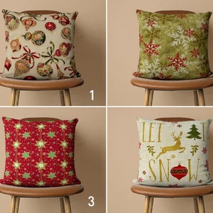 Winter Snow Pillow Cover, Green & Red Bohemian Cushion Cover, Decorative Snowflakes Pillowcase, Wintertime Present, Xmas Home Decor