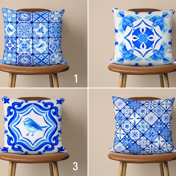 Spanish Tile Outdoor Pillow Blue Etsy