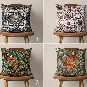 Abstract Colorful Accent Pillow Case, Vibrant Multi Color Decorative Pillow Cover, Ethnic Style Cushion Cover, Any Size, Eclectic Home Decor