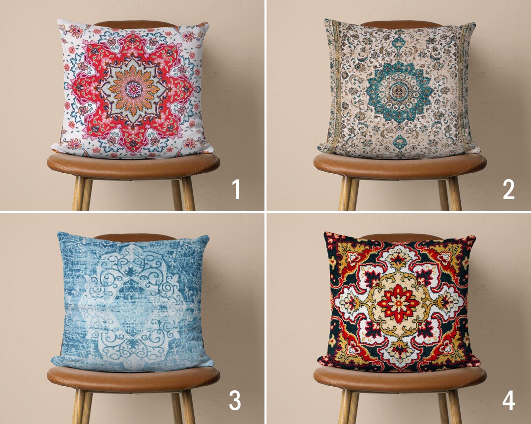 Rug Design Pillow Case, Ethnic Pattern Pillow Cover, Traditional