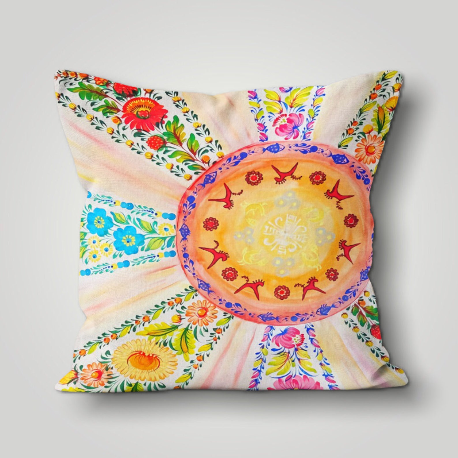 Abstract Colorful Painting Pillow Cover Bright & Vivid Floral Etsy