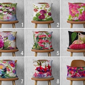 Pink & Purple Flowers Pillow Cover, Floral Spring Pillow Case, Farmhouse Summer Cushion Cover, Handmade Pillow, Living Room Decor, 18x18