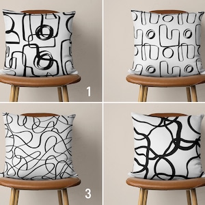 Black Lines Throw Pillow Cover, Black & White Modern Cushion Cover, Minimalist Abstract Lumbar Pillow Cover, Contemporary Decor, Any Size