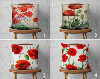 Kussensloop klaprozen, kussensloop rode bloemen, kussensloop klaproos bloem, kussensloop klaproos, elke maat kussen, bloemen interieur, alleen hoes, 20 x 20 18 x 18 16 x 16