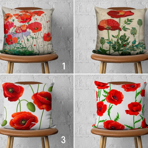 Floral Pillow Cover Big Flower Print Pillow Case Red Etsy