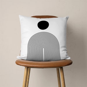 Örngott i 50-talets moderna stil, boho abstrakt örngott, geometriskt svart och terrakotta kuddfodral, vardagsrumsinredning, kudde i valfri storlek 6