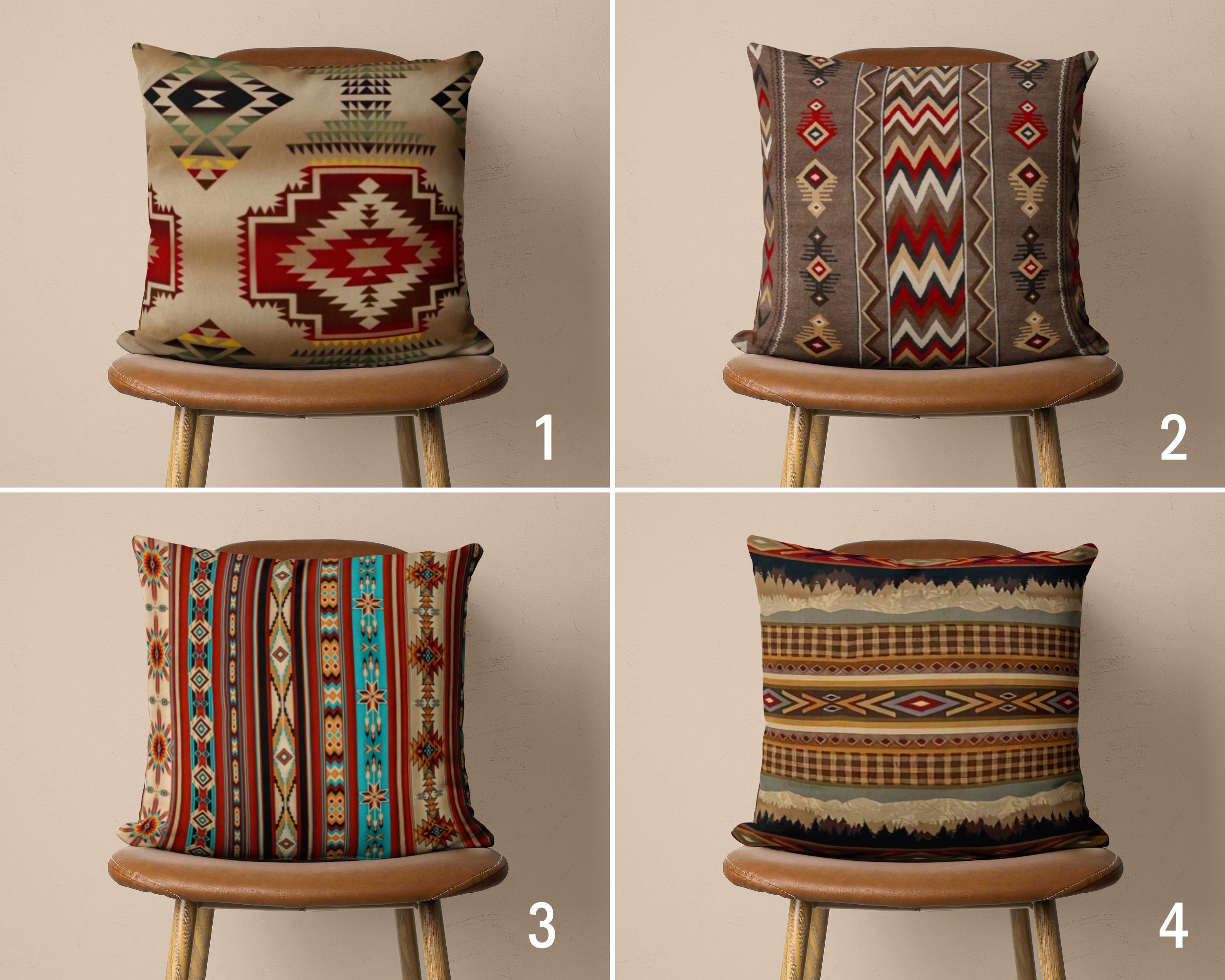 Design Imports Set of 4 Aztec Print Pillow Covers 18x18 - 20155315