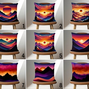 Afterglow Throw Pillow Cover, Mountain Sunset View Pillow Case, Abstract Landscape Cushion Cover, Any Size Pillow Cover, Boho Home Decor