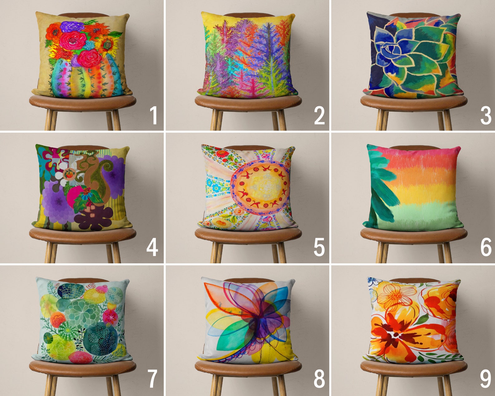 Abstract Colorful Painting Pillow Cover Bright & Vivid Floral Etsy