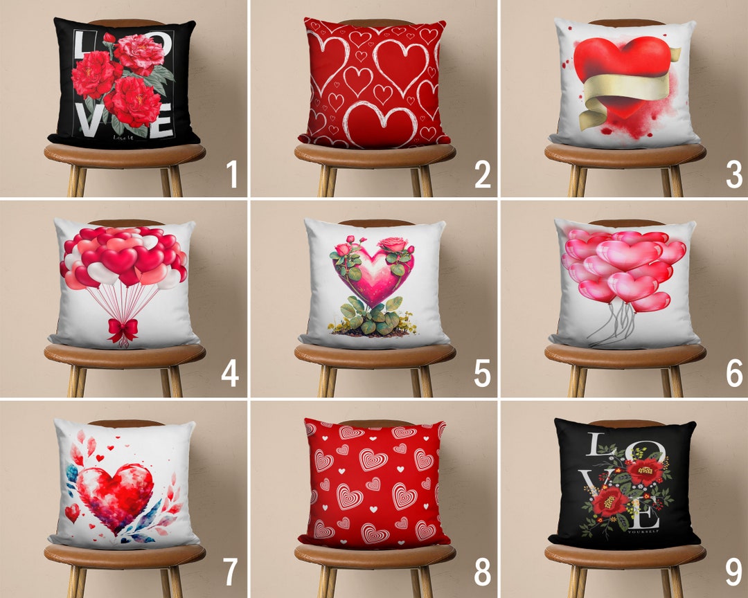 Set Di 2 Federe Per Cuscini San Valentino 45x45 Cm – Cuori Rossi E Rosa, Decorazione Divano - 3