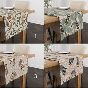 Wild Animal Portrait Runner, Fox Giraffe Tiger Zebra Table Runners, Nature Tablecloths, Kitchen Decor, Table Linens, Any Size Runners
