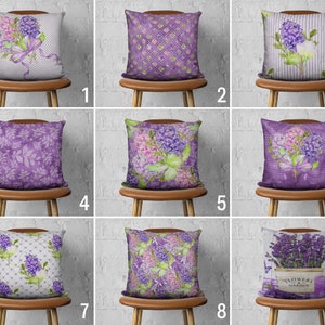 Lavender Design Pillow Case, Floral Lilac Accent Pillow Cover, Purple Summer Flowers Cushion Cover, Living Room Decor, Any Size Pillow