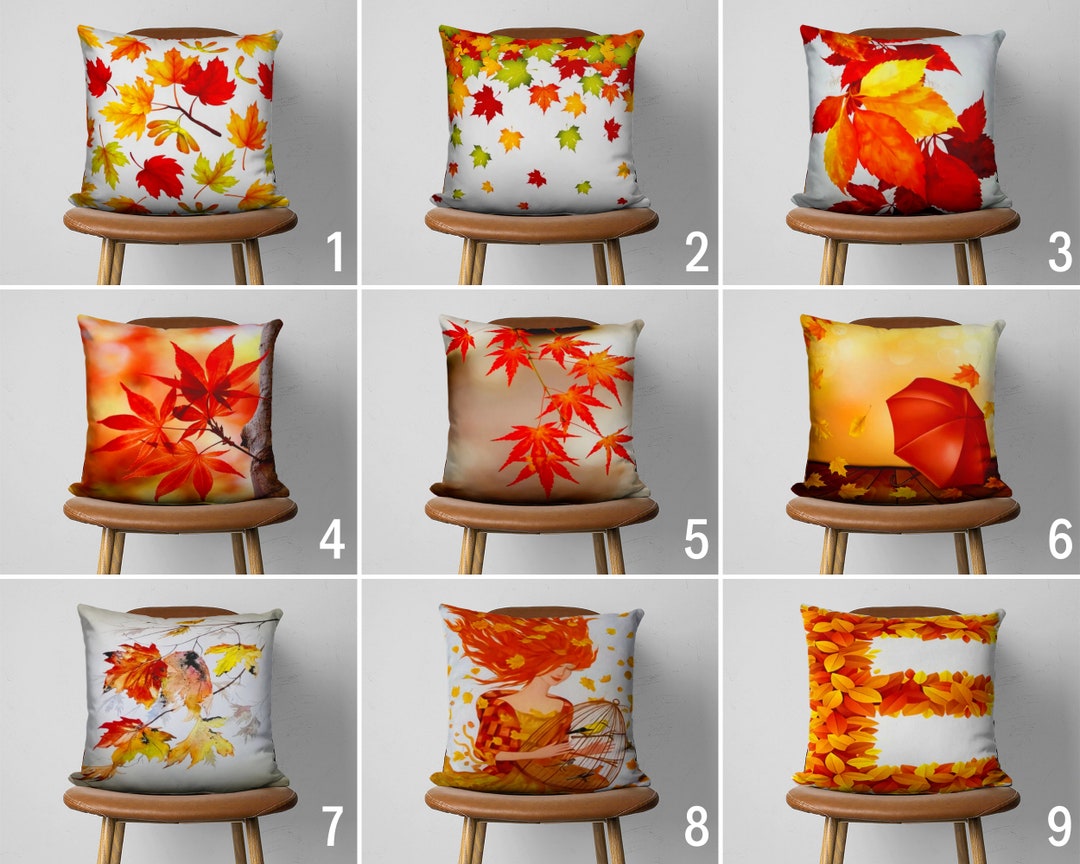 COSIBONO Fall Throw Pillow Covers Set Of 2 - Maple Leaf Faux Fur 12x20 Rust Red Farmhouse Decor - View #4