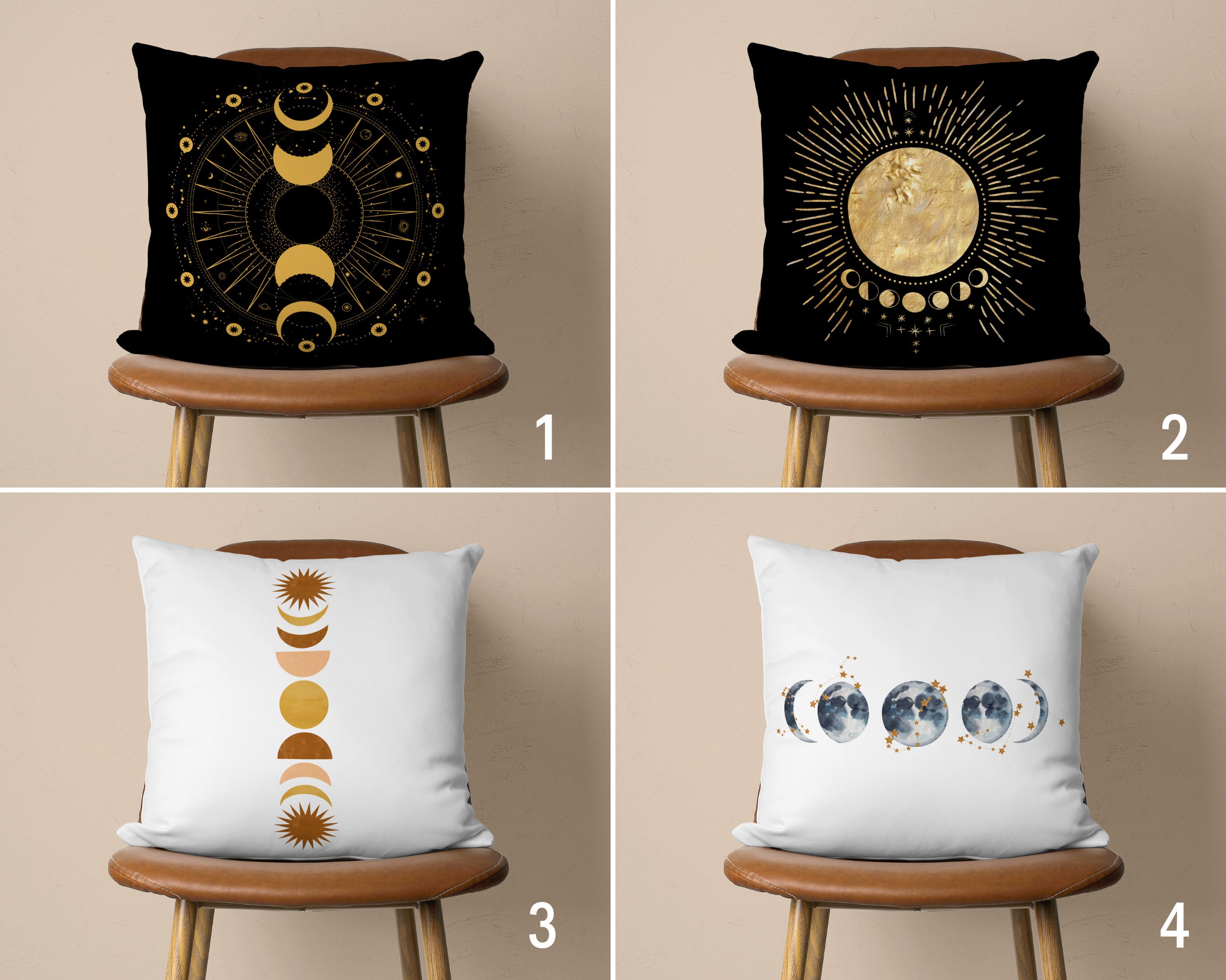 Velvet Moon Pillow - Round Space-Themed Throw Pillow - Moon Gift