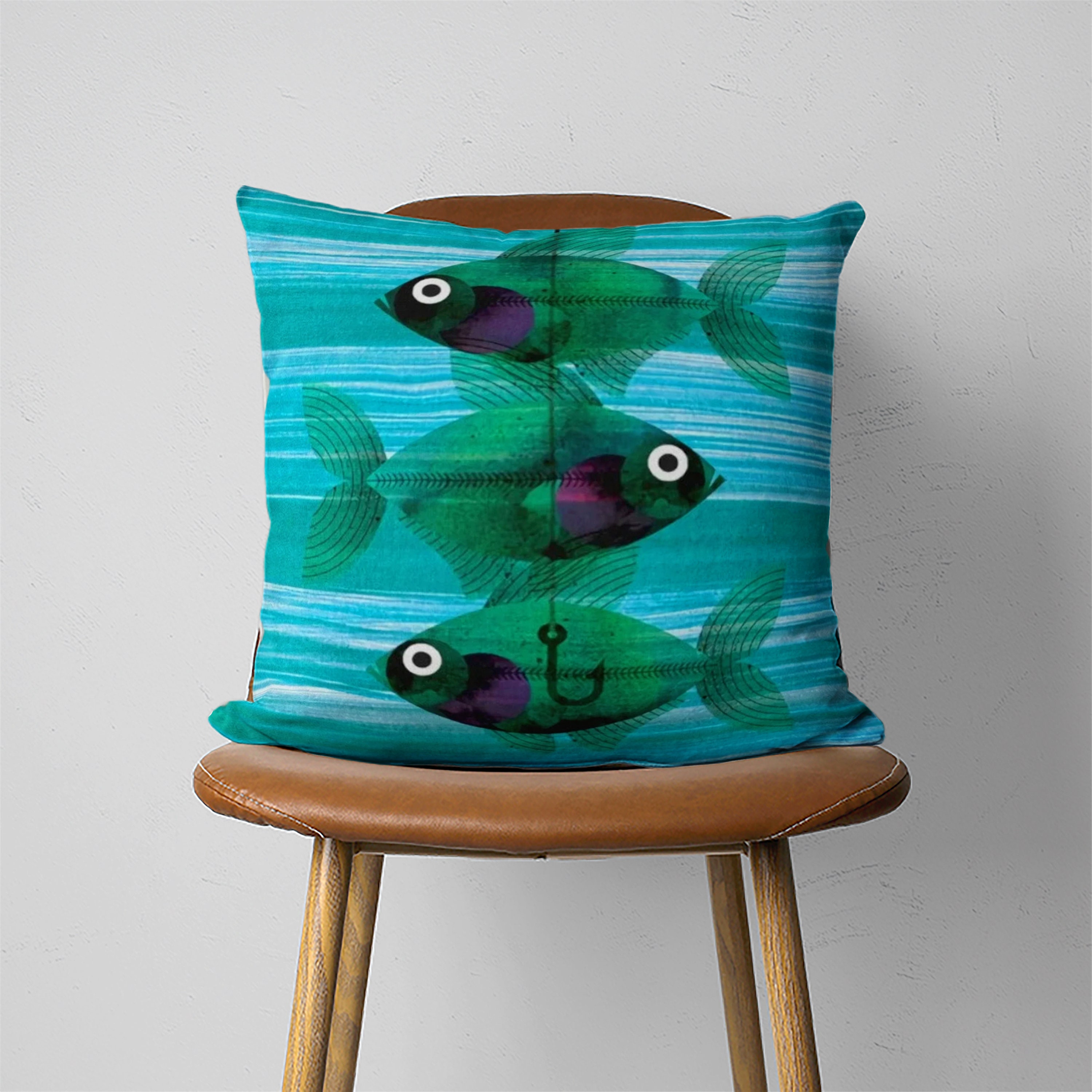 Colorful Fish Pillow Case Vivid Coastal Cushion Cover Etsy
