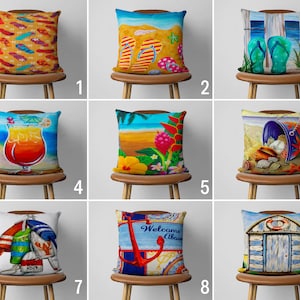 Colorful Coastal Pillow Case, Marine Sea Life Pillow Cover, Vivid & Vibrant Cushion Cover, Nautical Decoration, Beach House Decor