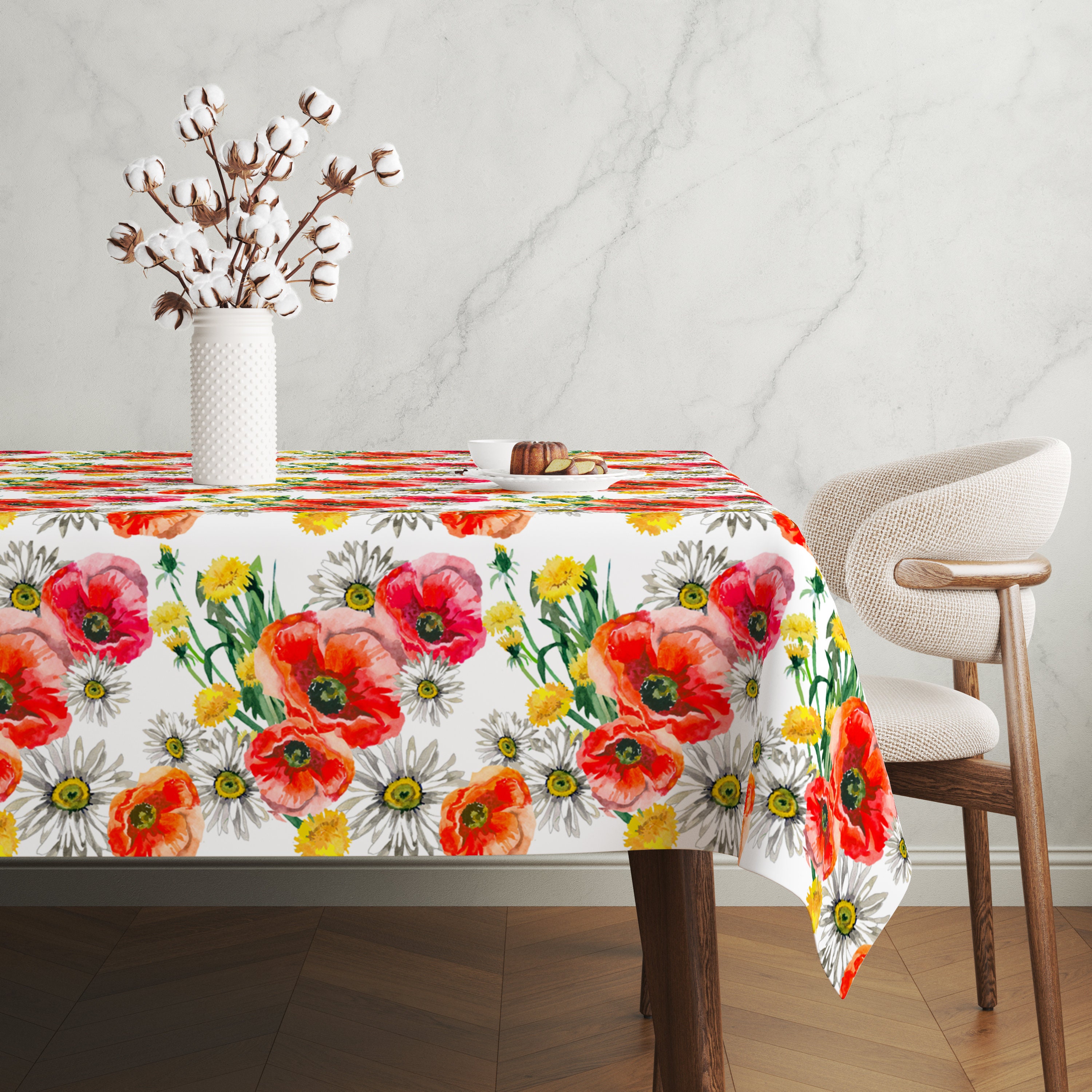 Dehaus® Tovaglia Plastificata Azzurro Chiaro, Tovaglia Antimacchia PVC Impermeabile, Motivo Floreale Floral Bloom, Facile da Pulire Interno Esterno, Rettangolare 300 x 140 cm