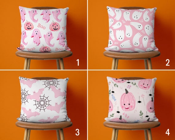 Housses De Coussin Halloween 45x45 Cm - Lot De 2 Motifs Fantôme & Citrouille - Douces Et Lavables Pour Canapé Et Déco D'automne - 3