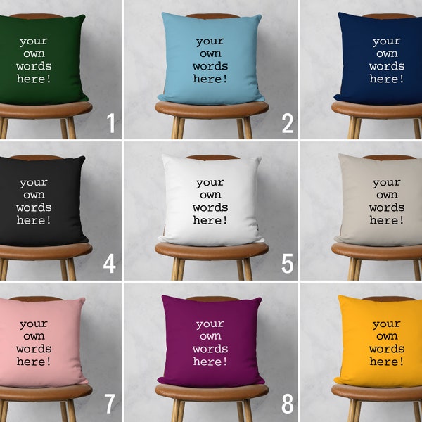 Personalized Words Pillow Cover, Customize Your Text Cushion Cover, Custom Quote Pillow Case, Your Words Here, Special Gift, Color Options