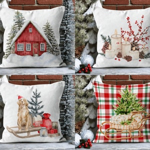 Winter Throw Pillow Cover, Cozy Home Cushion Cover, Christmas Candle Pillow Case, Christmas Home Decor, New Year's Present, Any Size Pillow