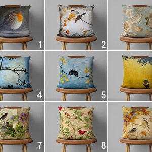 Little Cute Birds Pillow Cover, Colorful Spring Cushion Cover, Bird Home Decor, Cute Animal Throw Pillow Case, Any Size, Only Pillow Cover