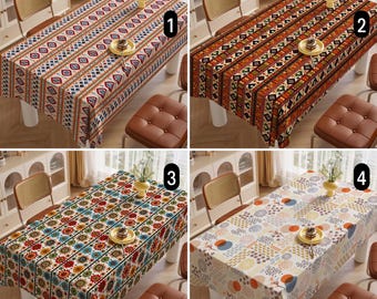 Mantel tribal bohemio, con diseño étnico geométrico azteca, floral y estilo suroeste, retro y moderno de mediados de siglo.