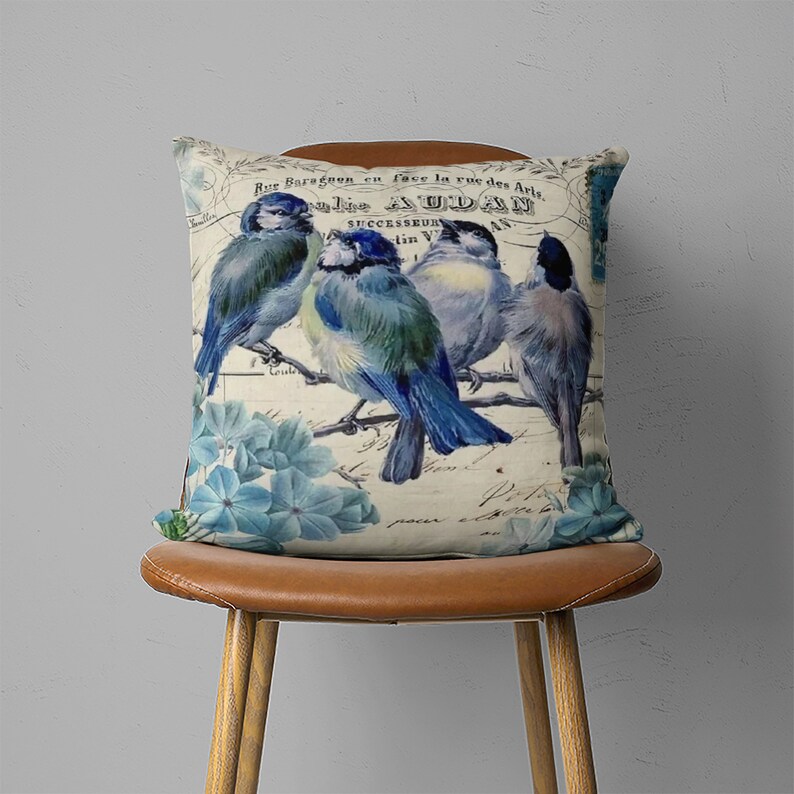 Little Birds Pillow Cover Vintage Style Pillow Case Spring Etsy Canada