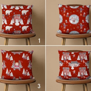 Red Winter Throw Pillow Cover, Cozy Home Cushion Cover, Christmas Candle Pillow Case, Xmas Home Decor, New Year's Gift, Any Size Pillow