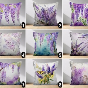 Lavender & Wisteria Pillow Case, Purple Floral Throw Pillow Cover, Lilac Violet Color Flowers Cushion Cover, Soft Romantic Farmhouse Decor