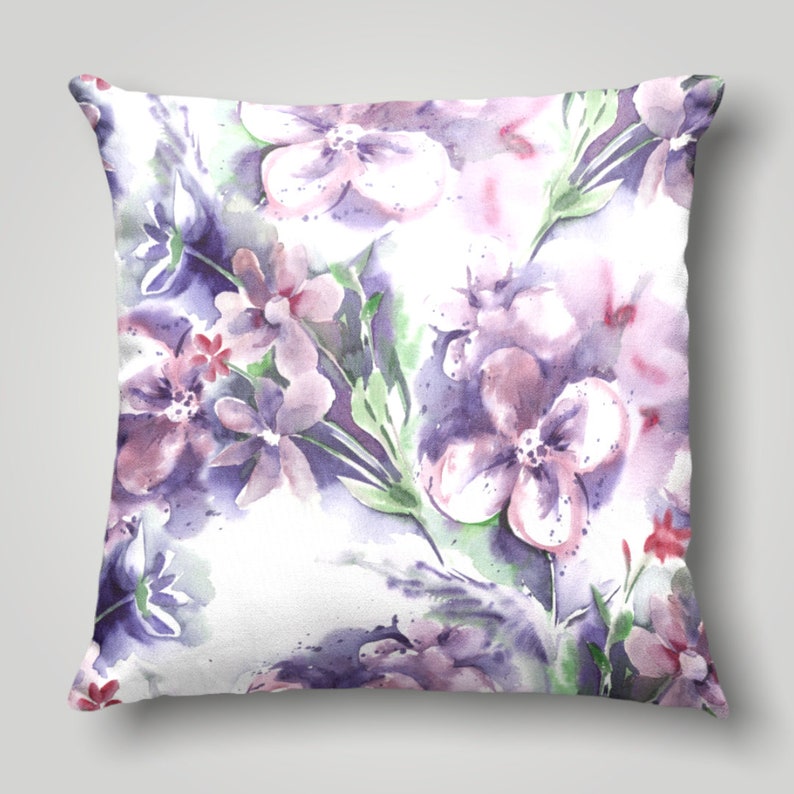 Purple Flowers Pillow Case Floral Spring Pillow Cover Lilac Etsy