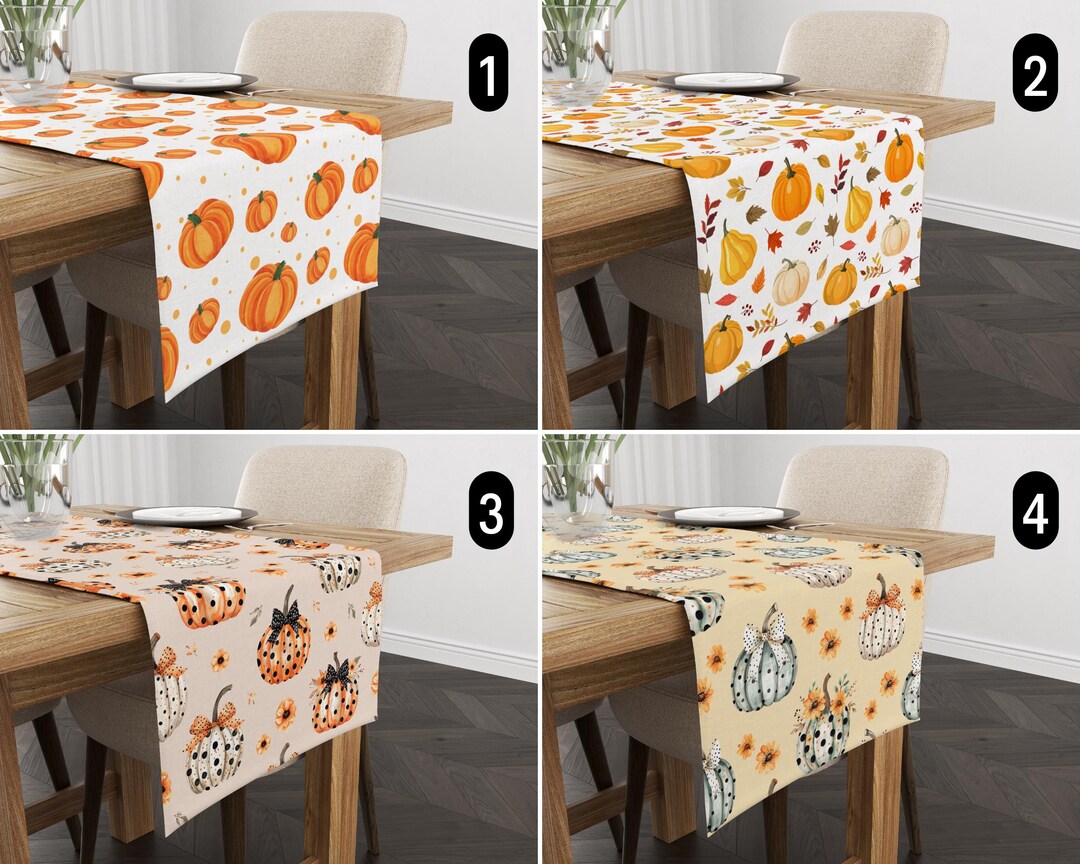 Autumn Pumpkins Table Runner, Cozy & Boho Fall Harvest Runner, Orange ...