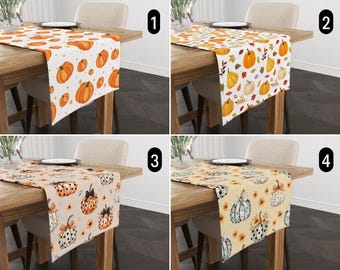 Tafelloper herfst pompoenen, gezellig en boho herfstoogstloper, oranje Thanksgiving-tafelkleed, elke maat, rustieke boerderij eetkamer decor