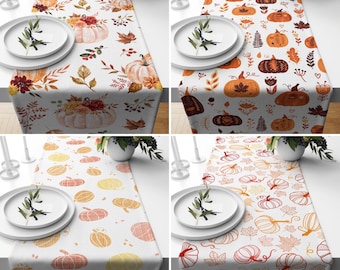 Kürbis Design Tischläufer, Herbst Kürbisse Küchenläufer, Herbst Tischdecke, Jede Größe Läufer, Bauernhaus Dekor, Thanksgiving Tischläufer