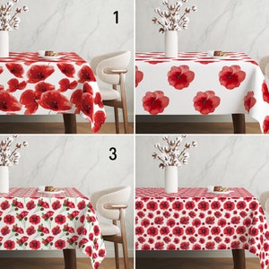 Red Poppies Tablecloth, Poppy Flower Pattern Chic Tablecloth, Floral Custom Table Cover, Bloomy Dining Room Decor, Wedding Decor Gift