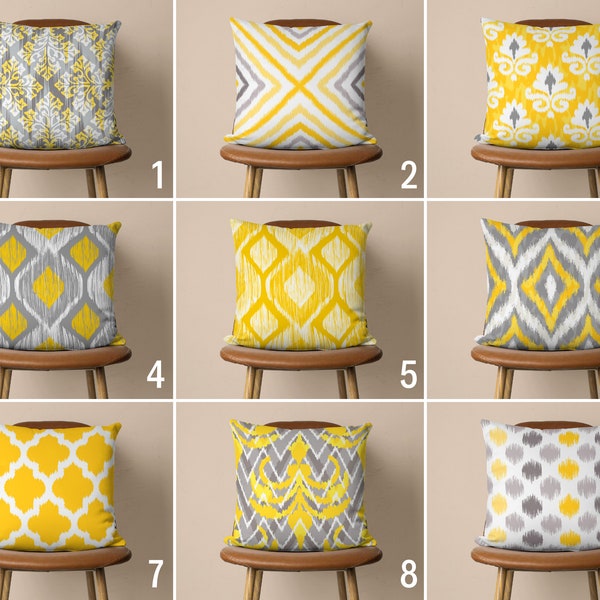 Gray and Yellow Ikat Etsy