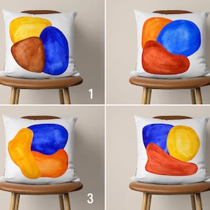Abstract Colorful Pillow Case, Boho Modern Pillow Cover, Farmhouse Cushion Cover, Blue Terracotta Yellow Decor, Any Size Pillow, Cover Only