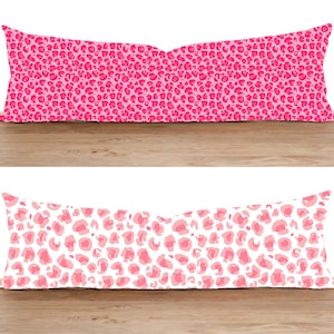 Pink Leopard Print Lumbar Pillow Cover, Animal Print Bolster Pillow Case, Long Body Pillow Cover, Bedroom Decor, Any Size Pillow, 14x36