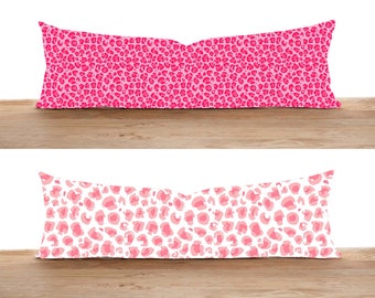 Pink Leopard Print Lumbar Pillow Cover, Animal Print Bolster Pillow Case, Long Body Pillow Cover, Bedroom Decor, Any Size Pillow, 14x36