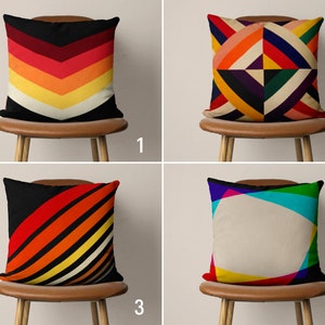 Abstract Modern Pillow Covers, Geometric Pillow Case, Black Red & Orange Cushion Cover, Contemporary Eclectic Decor, Any Custom Size Covers