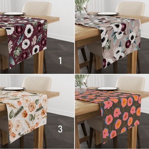 Flower Painting Table Runner, Floral Boho Kitchen Runner, Spring & Summer Tablecloth, Boho Home Textile, Dining Room Decor, Apartment Decor