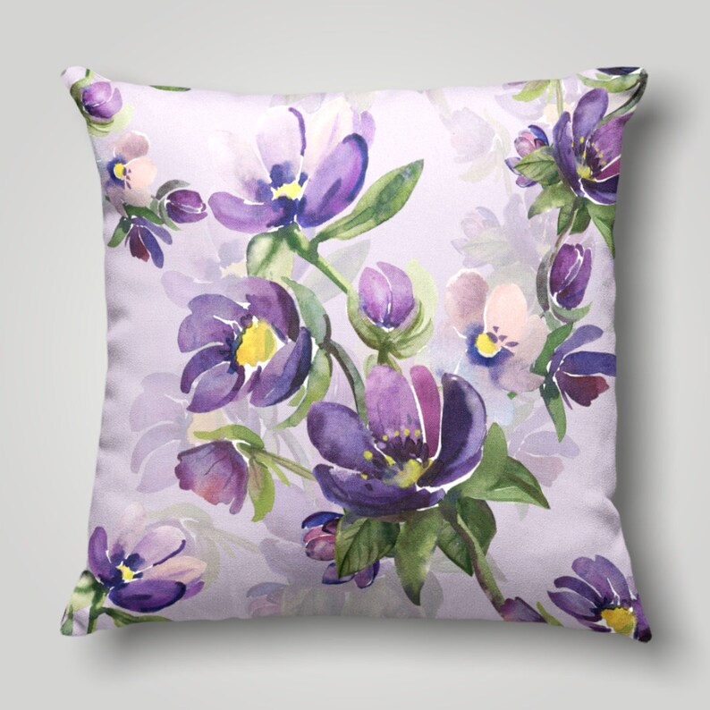 Purple Flowers Pillow Case Floral Spring Pillow Cover Lilac Etsy
