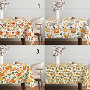 Duk med pumpamotiv, duk med höstpumpor, duk med höstpumpor, matsal med lantlig stil, present till Thanksgiving-dekor