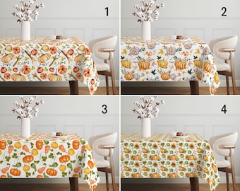 Pumpkin Design Tablecloth, Fall Pumpkins Tablecloth, Autumn Pumpkin Table Cloth, Country House Dining Room Decor, Thanksgiving Decor Gift