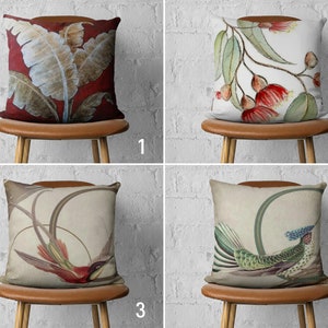 Claret Red & Beige Floral Pillow Cover, Burgundy Flower and Bird Pillow Case, Maroon Red Cushion Cover, Floral Farmhouse Decor, Any Size