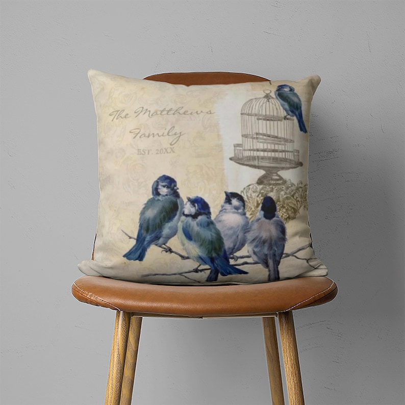 Little Birds Pillow Cover Vintage Style Pillow Case Spring Etsy Canada