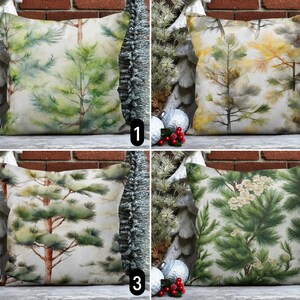 Federa per cuscino con alberi invernali, federa per cuscino con accento di design in pino, fodera per cuscino verde per le vacanze, arredamento per la fattoria, arredamento per Capodanno, 20x20 18x18